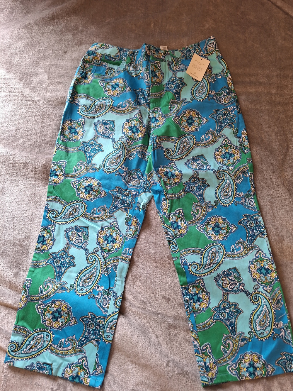 Liz Claiborne Blue and Green Paisley Pants